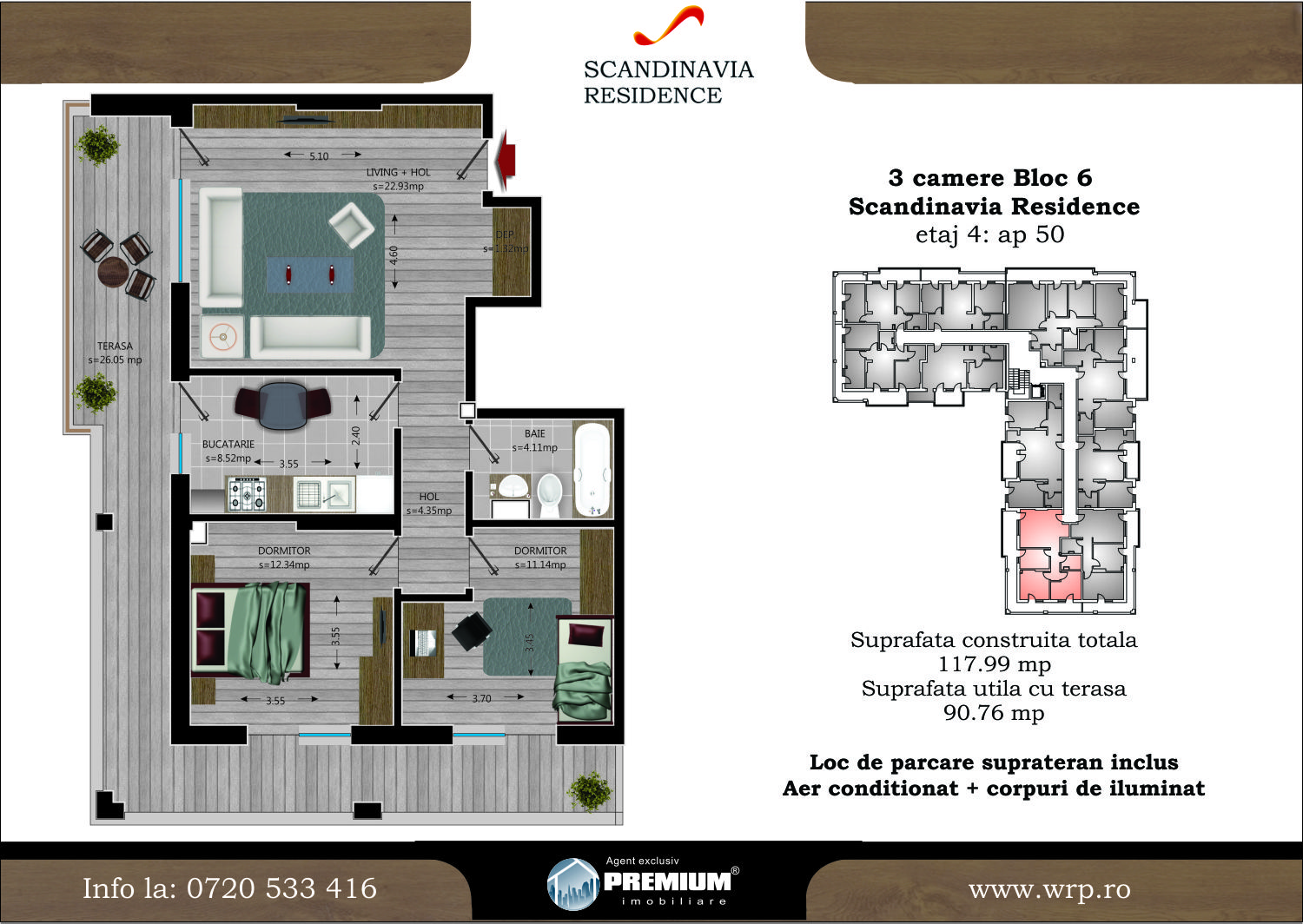 Apartament, 3 camere, ATRIA URBAN RESORT , Vedere NORD